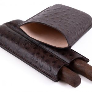 2 CIGAR OSTRICH STYLE CASE - BLACK OR BROWN
